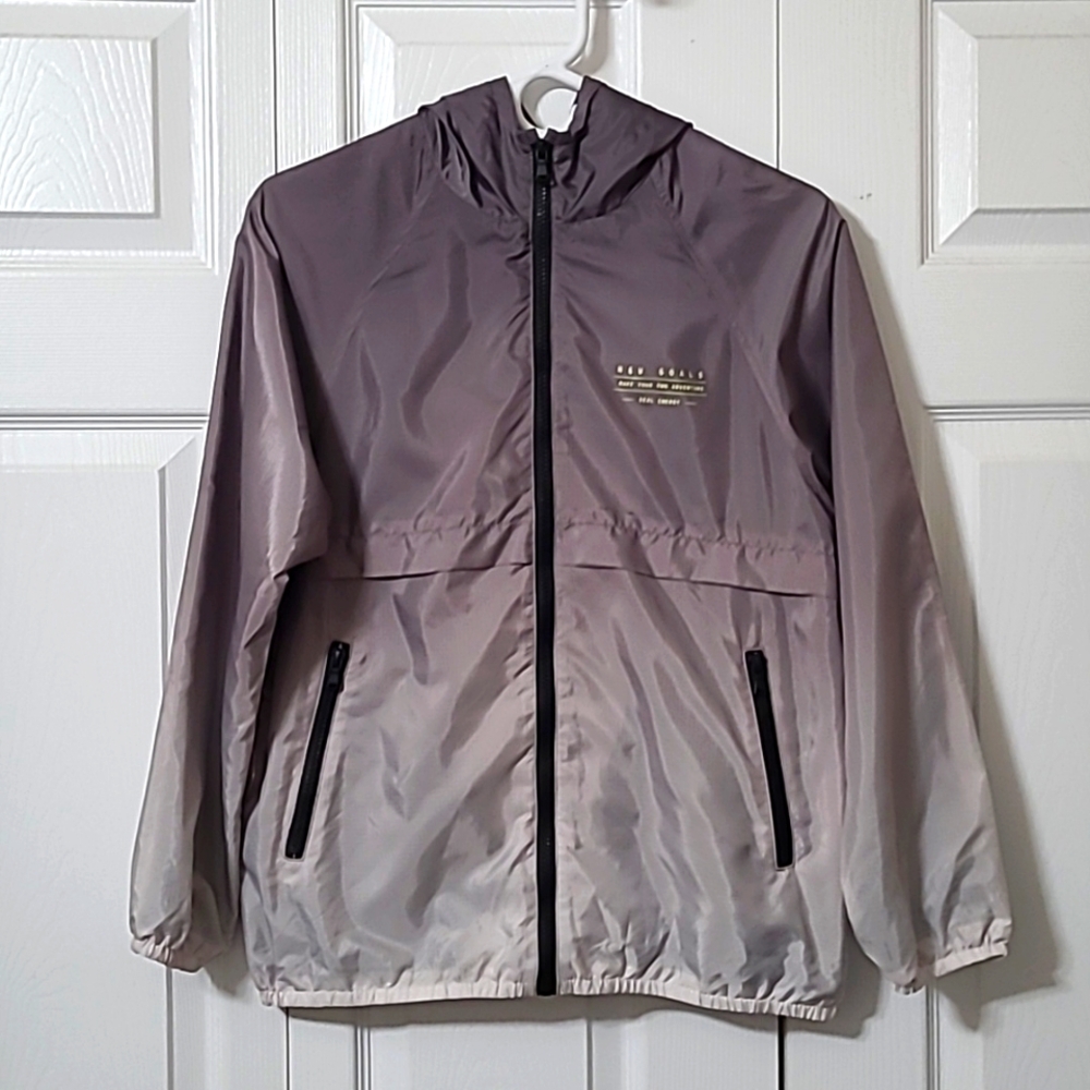 Gray Ombre Lightweight  Hooded Windbreaker Jacket, Size 13/14, Like New